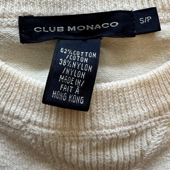 Vintage Y2K Club Monaco Crewneck Sweater • Beige Minimalist Knit • Quiet Luxury - Picture 3 of 3